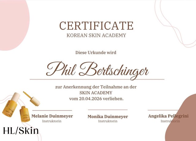Zertifikat Korean Skin Academy